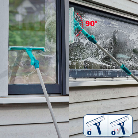 Щетка Leifheit W&F Cleaner L для мытья окон с губкой и телескопической ручкой, 130-210см фото 6